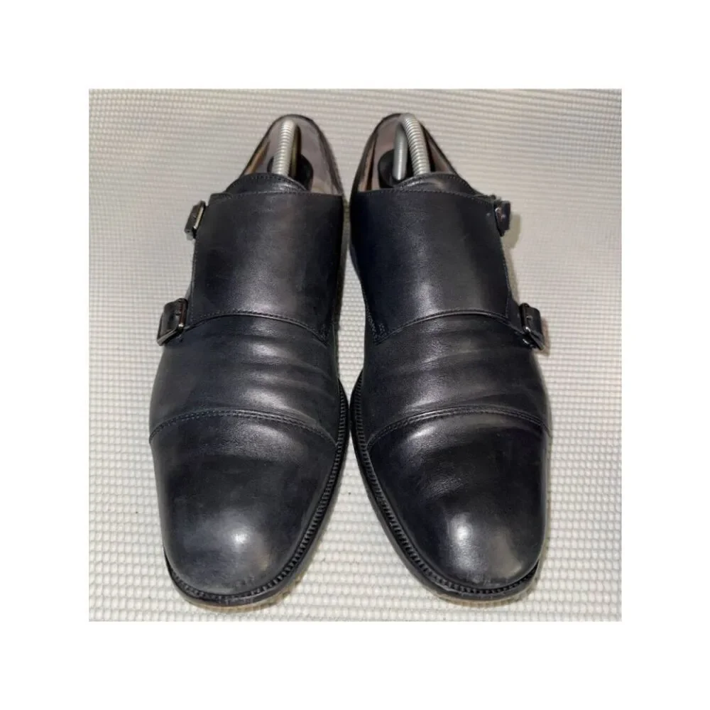 Hugo Boss Monk Double Strap Black Leather Comfort Dress Shoes Men’s Size 9 (42)